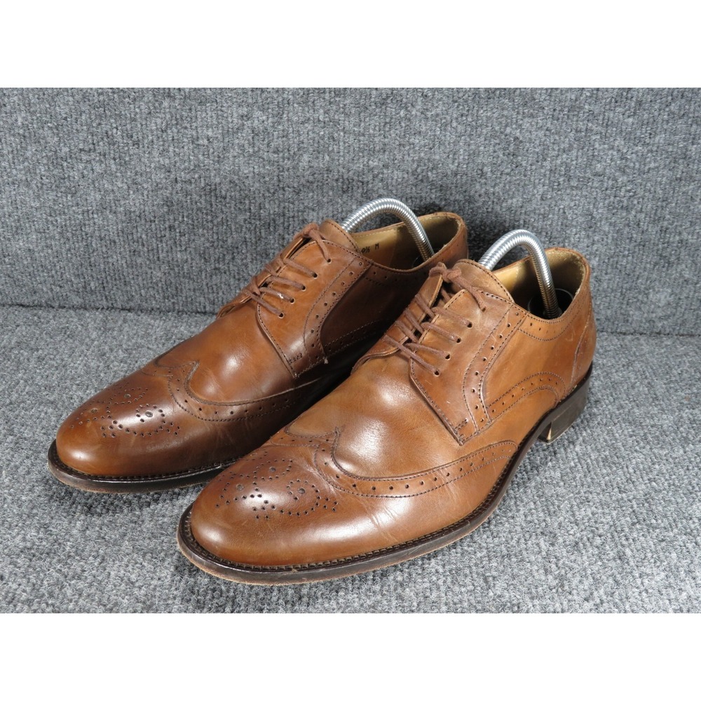 MERCANTI FIORENTINI Wingtip Oxford Size 10.5 Brown Dress Shoes Cuoio Italy 6703